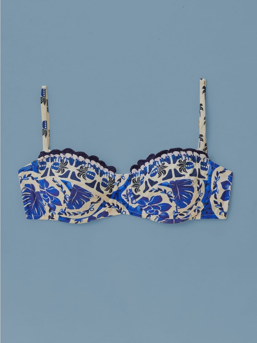 Farm Rio Blue Tile Bikini Top - Picture 2 of 7
